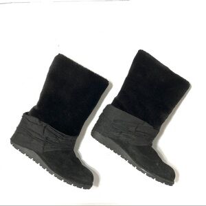 Stuart Weitzman Fur Ankle Boots 7 1/2 Women Black Shoes Suede